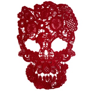 スカル刺繍生地パッチDIYレースアップリケアクセサリー水溶性レース3D中空パッチ - Product Image 3