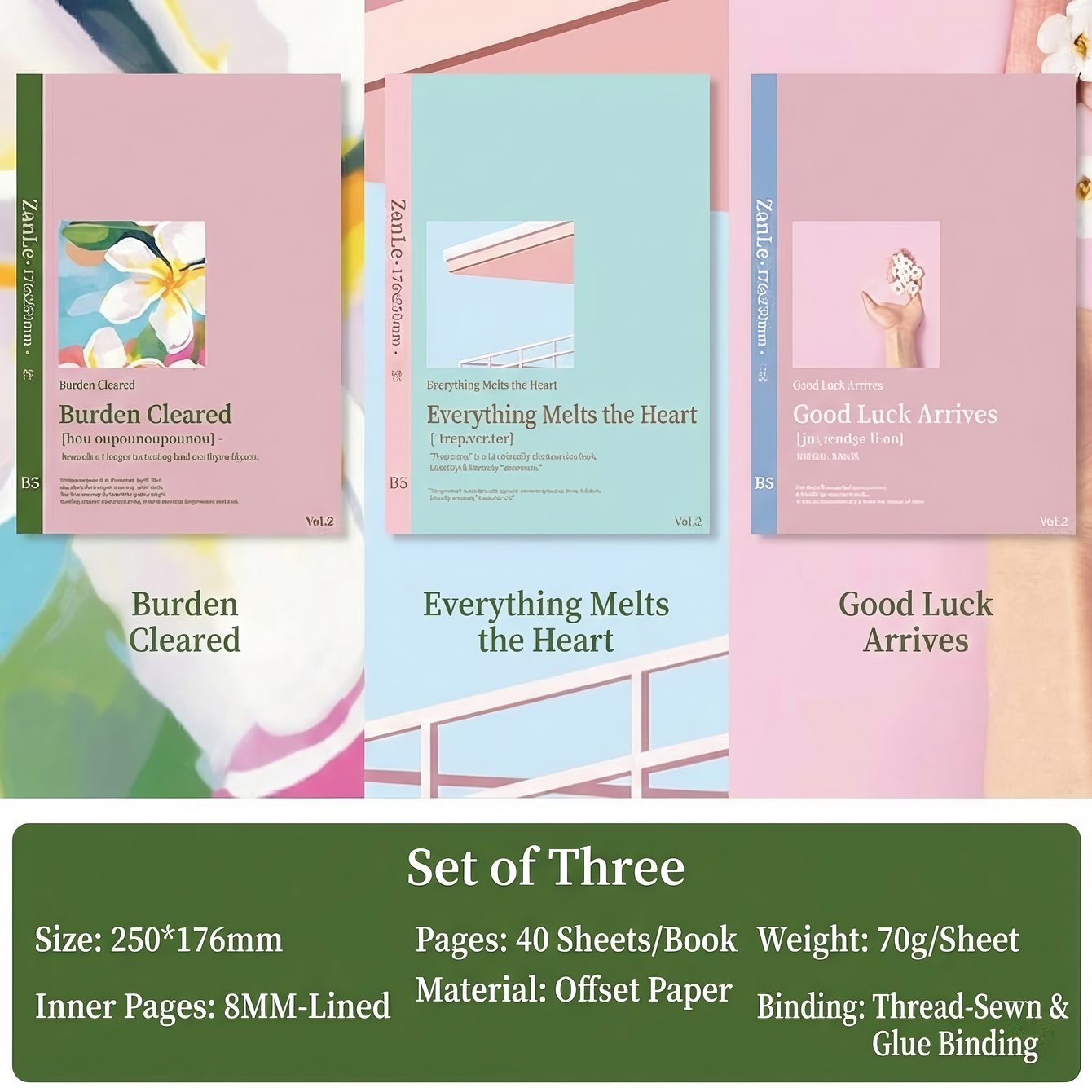 Rosa - Juego de tres