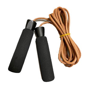 Đào tạo di động tốc Độ Thể Thao Tốc Độ bỏ qua nhảy dây bò da tay cầm bằng gỗ với trọng vật liệu nhựa - Product Image 3