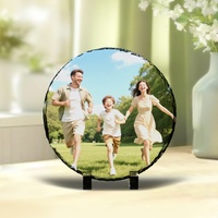 Plaque photo circulaire personnalisée en ardoise polie, vierge pour sublimation, avec logo personnalisé, pour mariage, naissance de bébé, décoration intérieure
