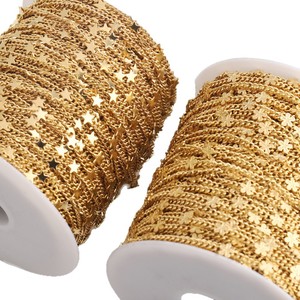 Cadena de acero inoxidable con lentejuelas y diseño de estrellas y flores para accesorios de joyería DIY, cadena unisex multifunción - Product Image 5