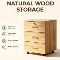 Armoire de classement mobile à 3 tiroirs avec roulettes verrouillables, finition grain de bois, pour bureau, maison ou école