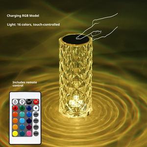 欧洲发光二极管水晶玫瑰水波夜灯，带触摸控制电池，用于卧室床边气氛照明 - Product Image 2