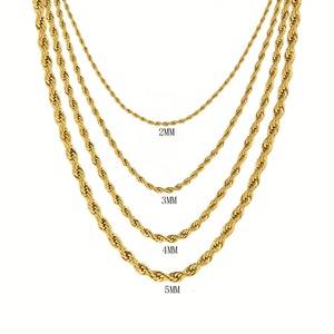 Collar de Cadena de Eslabones Trenzados Unisex Personalizado en Oferta, Acero Inoxidable, Chapado en Oro de 18K, Joyería Clásica de Moda - Product Image 1