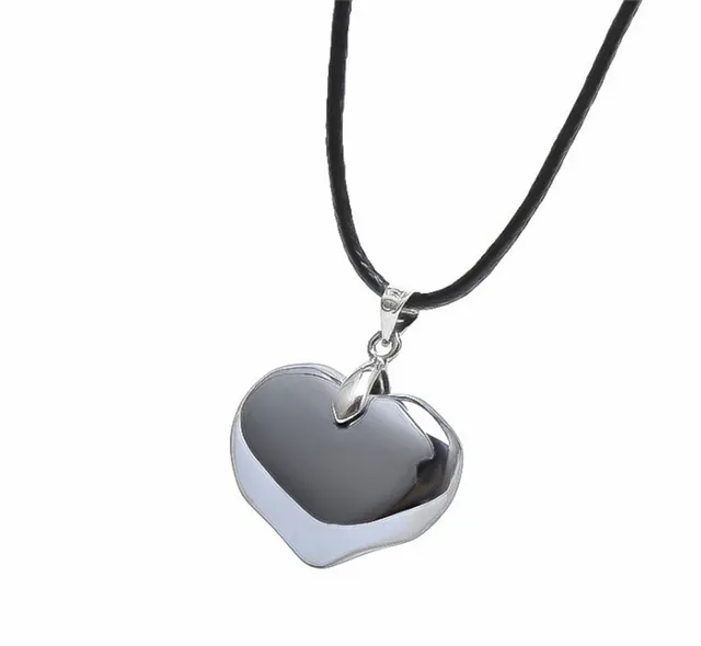Yeni ürün cevheri halk el sanatları aşk kalp şeklinde Terahertz kolye şifa kuvars hediyeler