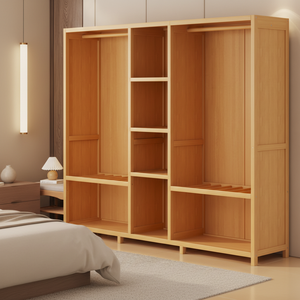 <span class=keywords><strong>Armoire</strong></span> Moderne Simple en Bambou pour Chambre à Coucher – Meuble Économique pour Logement Locatif, Rangement Durable et Anti-Poussière - Product Image 4