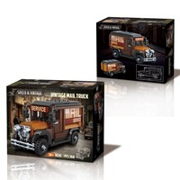 Camion de livraison postal américain vintage M201, modèle de blocs de construction, véhicule rétro, briques MOC, jouet de montage DIY, voiture, cadeau pour enfants