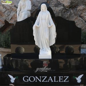 YOUFINE <span class=keywords><strong>Pierre</strong></span> <span class=keywords><strong>tombale</strong></span> en granit noir sculptée à la main de la <span class=keywords><strong>Vierge</strong></span> <span class=keywords><strong>Marie</strong></span> <span class=keywords><strong>pour</strong></span> cimetière extérieur - Product Image 4