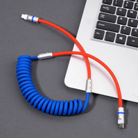 Câble de données en silicone liquide en gros 240W USB-C vers USB-C, rétractable en spirale, charge rapide, compatible CarPlay PD pour iPhone 18