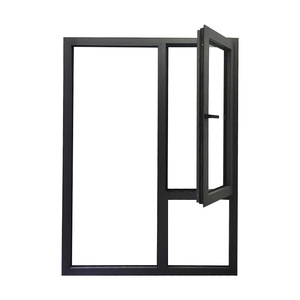 Fenêtre à auvent horizontale à double vitrage en alliage d'aluminium avec ouverture battante, moustiquaire en acier inoxydable et enrouleur de chaîne, panneau fixe - Product Image 1