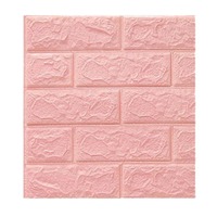 Autocollant mural en mousse 3D 70*77cm, design brique en bois de dessin animé, à coller et à décoller, pour salle de bain, papier peint décoratif doux
