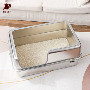 Bac à litière en acier inoxydable pour grand chat, bac à litière en métal extra large avec couvercle anti-fuite - Product Image 6