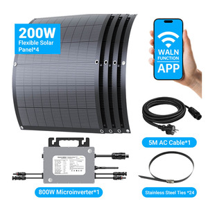 Kit de <span class=keywords><strong>Paneles</strong></span> <span class=keywords><strong>Solares</strong></span> Flexibles de 800W, <span class=keywords><strong>4</strong></span> <span class=keywords><strong>Paneles</strong></span> Suaves de 200W, <span class=keywords><strong>Microinversor</strong></span> WiFi de 0.8kw con Cable de CA de 5M <span class=keywords><strong>para</strong></span> Sistema de Balcón o RV - Product Image 1