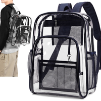 Sac à dos transparent en PVC personnalisé avec logo, tendance, imperméable, 15 pouces, pour l'école, capacité 20-36L – Offre Spéciale