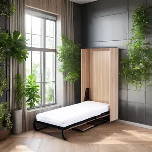 Kustom Modern Sommier Horizontal tersembunyi ruang menghemat Log warna Matel tempat tidur dinding dengan meja membaca