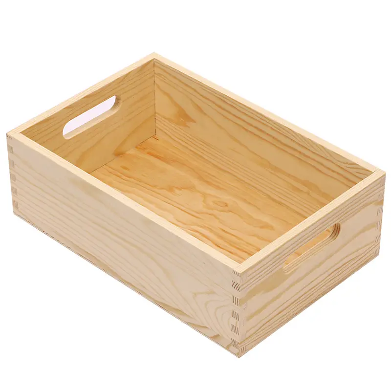 Креативный деко большой простой деревянный ящик для хранения Неокрашенный с ручкой для документов ценные игрушки и инструменты