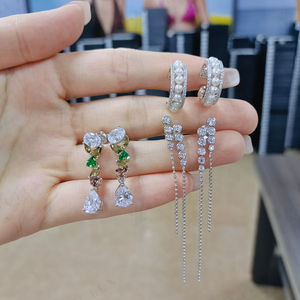 Pendientes Largos Hipoalergénicos <span class=keywords><strong>de</strong></span> Plata <span class=keywords><strong>de</strong></span> Ley 925 con Circonita Cúbica Geométrica Multicolor, Diseño <span class=keywords><strong>de</strong></span> Lujo, Chapados en Rodio, Regalo para Fiestas - Product Image 5