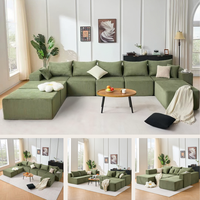 8-teiliges Modulares U-förmiges Ecksofa Großes Konvertierbares Übergroßes Chaiselongue- und Bettsofa Luxuriöse Cord-Polsterung Schlafsofa