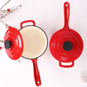 Juego de utensilios de cocina de hierro fundido antiadherente rosa que incluye una olla de leche de hierro fundido hecha de metal duradero - Product Image 5