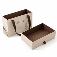 Boîte d'emballage pour perruques en carton rigide recyclable avec logo personnalisé, impression premium, style tiroir, avec insert et ruban