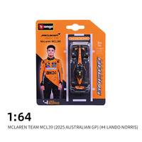 Modèle de voiture de course Bburago en alliage 1:64 Formule 1 2025 N° 1/4/12/16/22/44/63/81 en métal moulé sous pression RB21/MCL39 pour exposition et collection