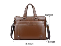 Sac à bandoulière souple en cuir PU imperméable pour homme, idéal pour les affaires et les trajets quotidiens, avec fermeture éclair