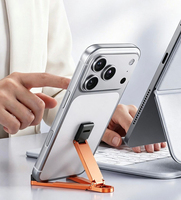 Support de téléphone pliable en aluminium avec clip porte-clés, mini support de téléphone portable EDC réglable et portable avec mousqueton pour voyage