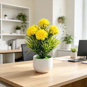 Plante artificielle de chrysanthème Paulon, 24 cm de haut, en pot, décoration de bureau, ornement d'intérieur et d'extérieur - Product Image 4