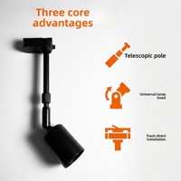 Spot LED Rétractable sur Rail en Fer, Orientable Omnidirectionnel, Sans Câblage Requis, Compatible Montage Direct E27