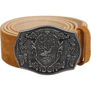 Cinturón Bávaro Personalizado para Hombre, de Cuero Genuino de Ante, con Hebilla de Asta de Ciervo, Estilo Tradicional, Hecho en Alemania - Product Image 1