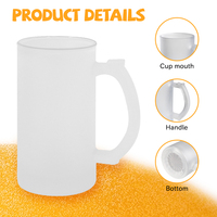Tasse en verre dépoli pour Sublimation, transparente, avec poignée, gobelet personnalisé en vrac, 16oz, nouveauté