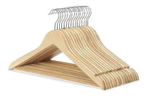 Cintre <span class=keywords><strong>en</strong></span> <span class=keywords><strong>bois</strong></span> léger antidérapant avec encoches pour les épaules et barre transversale - Product Image 4