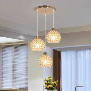 Lustre LED simple en fer doré et cristal, style nordique moderne, pour chambre, <span class=keywords><strong>chevet</strong></span>, couloir, salle à manger, bar - Product Image 3