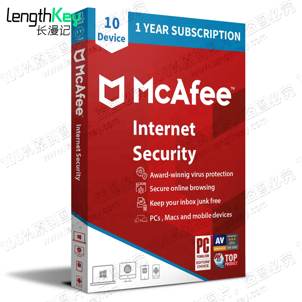 24/7 Online McAfee Internet Security 2024 10 Dispositivos 1 año Bind Key Security Software Activación del sitio web oficial