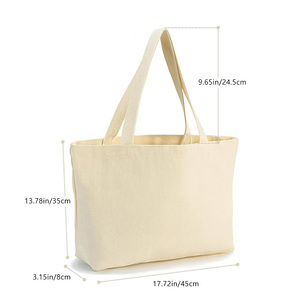 Custom Logo Foldable 12oz Eco Friendly Reinforced Handle Cotton <b>Canvas</b> Shopping Tote Bag for Grocery Supermarket <b>Beach</b> - Product Image 2