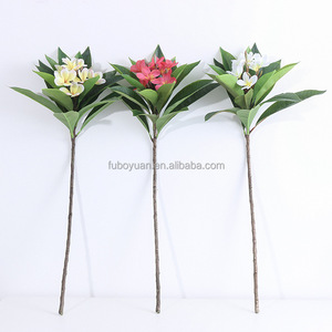 SLF052 Nouvelle branche de fleurs artificielles de Plumeria Rubra Frangipani <span class=keywords><strong>Frangipane</strong></span> à 15 feuilles pour la décoration de table de mariage, de bureau, de maison, d'hôtel - Product Image 5