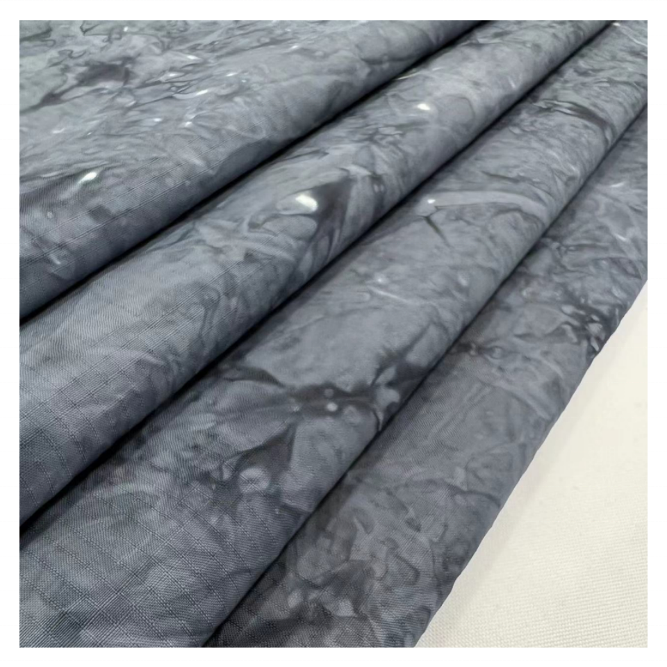 Free Sample 3D Floral Dew Dark Blue Customized Pattern 100%Nylon 70D 0.3Double Line Ripstop Nylon Fabric