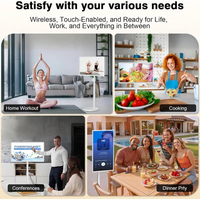 TV Layar Sentuh Portabel 360SPB 32 Inci dengan Roda dan Kamera Terintegrasi, Layar Android Pintar 4K untuk Penggunaan di Rumah, Gym, dan Bisnis
