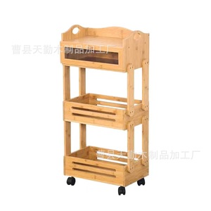 Modern minimalist wooden storage rack, movable and environmentally friendly floor-<b>standing</b> multi-tiered <b>vegetable</b> and fruit - Product Image 4
