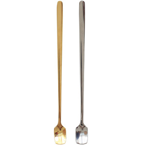 Cuchara para agitar café de acero inoxidable 304 con cabeza cuadrada, mango largo, reutilizable, para postres, color negro sólido - Product Image 3