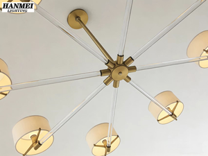 Lustre en laiton LED réglable en hauteur, style moderne rétro américain, pour salle à manger et salon de villa de luxe, 3 ans de garantie HM-HR-045 - Product Image 6