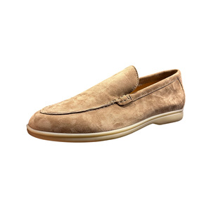 Men's <b>Slip</b>-<b>on</b> Suede Loafers Brown Low Heel Cushioned Casual Shoes - Product Image 1