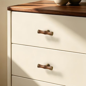 Poignées de placard en laiton massif style bambou, poignées de meuble de cuisine de luxe en bois de noyer et bois de rose, boutons de tiroir en T en bois - Vente chaude - Product Image 3