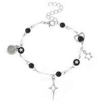 Nuevo Conjunto de Pulseras de Cuentas Coloridas de Estilo Punk, 2 Piezas, Pulsera de Plata con Notas Musicales, Estrellas, Sol y Luna para Mujer, Regalo de Joyería para Mejor Amiga
