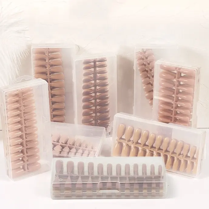 High Quality Nude Pink Press on nails tips 240pcs Box Solid Colors Full Cover Different Type Soft Nail Tip for Nail Art