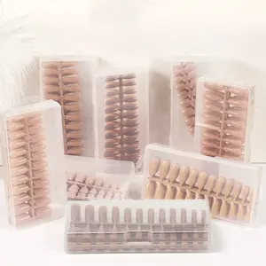 Hoge Kwaliteit Nude Roze Pers Op Nagels Tips 240 Stuks Doos Effen Kleuren Full Cover Verschillend Type Zachte Nageltip Voor Nail Art