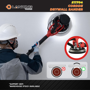Ponceuse électrique télescopique auto-aspirante à vitesse variable 511704 Pro 1050W avec protection de bord détachable et plateau de ponçage 225mm pour murs - Product Image 5
