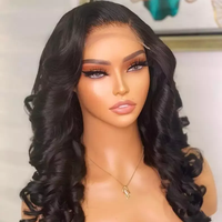 Perruque Lace Front en Cheveux Humains Vietnamiens Bruts, Ondulée, Densité 180%, Sans Colle, Perruque HD Lace Front en Cheveux Humains pour Femmes Noires