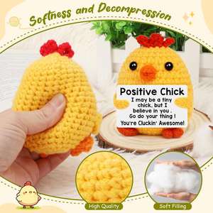 Mini Pollo de Ganchillo Divertido y Positivo, Animales de Peluche Lindos, Emocionales, para Animar y Apoyar, Hechos a Mano, Decoración para Oficina y Hogar, Regalos - Product Image 3