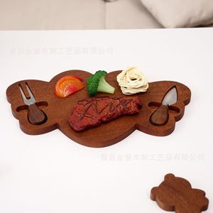 Tabla de queso de madera de forma irregular con cuchillo y tenedor para uso doméstico - Product Image 4